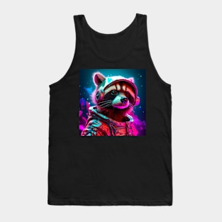 Vaporwave Retrowave Synthwave Racoon - Astronaut - Rabbit - Space Fantasy Illustration Tank Top